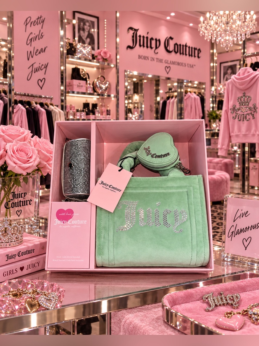 NWT NIB Viral TIKTOK Juicy Couture Velour Big Spender 3 Pc Set In Sage Green